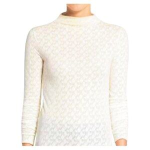 Rag & Bon Large Ivory Long Sleeve Mock Neck Burnout Top